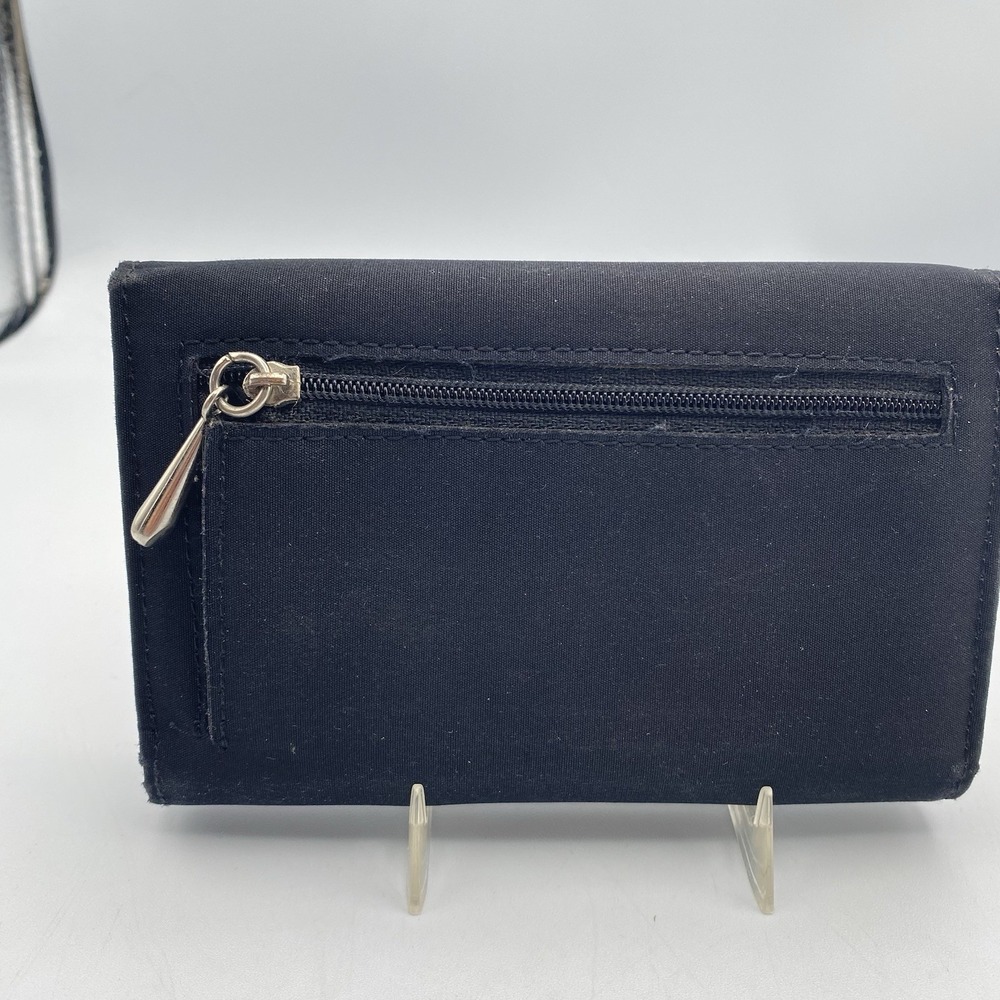 Kate Spade New York Tri-Fold Wallet Black With Silver Hardware - Picture 10 of 12